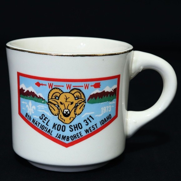 Boy Scouts VTG BSA Mug Cup WWW 1973 Sel Koo Sho 311 8th National Jamboree Idaho - Picture 1 of 6